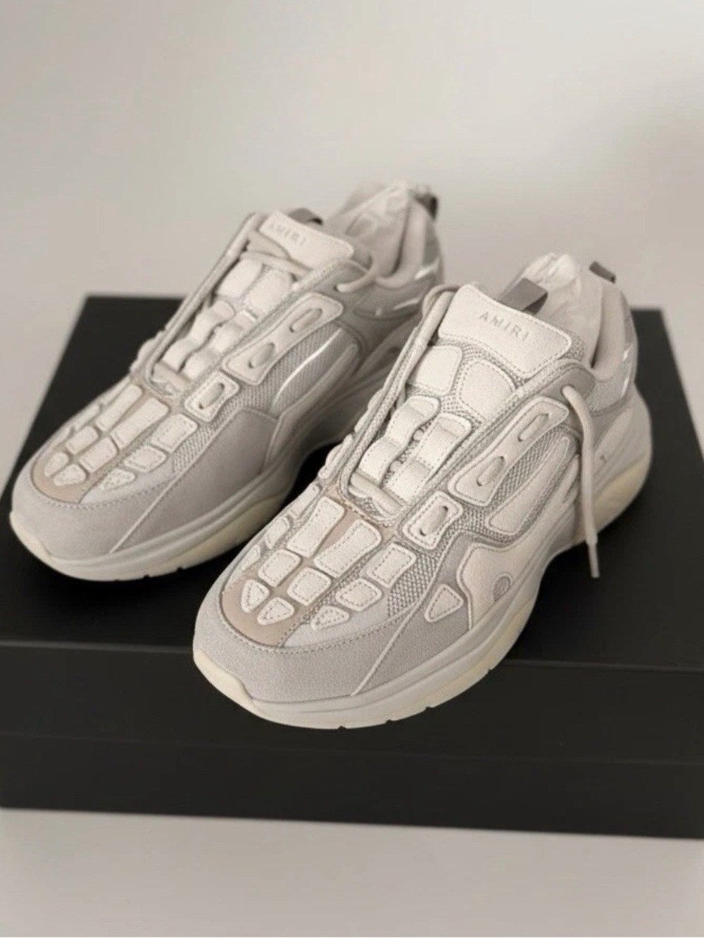 AMIRI Bone Runner White Grey Sneakers Men Size 10 New With Replacement Amiri Box